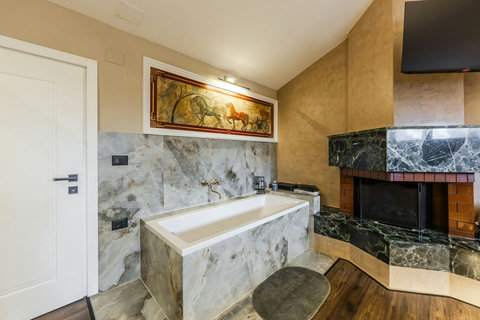 Bedroom located in the first floor with a double bed