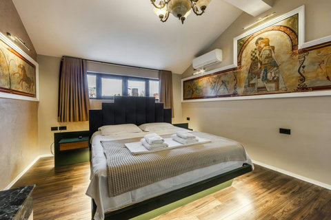 Bedroom located in the first floor with a double bed