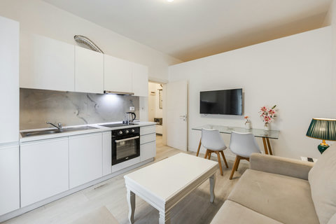 Fully-equipped kitchen and living room