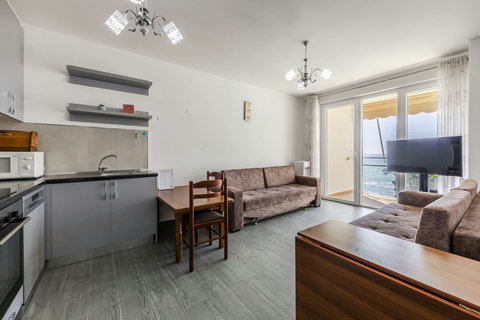 Fully-equipped kitchen and living room