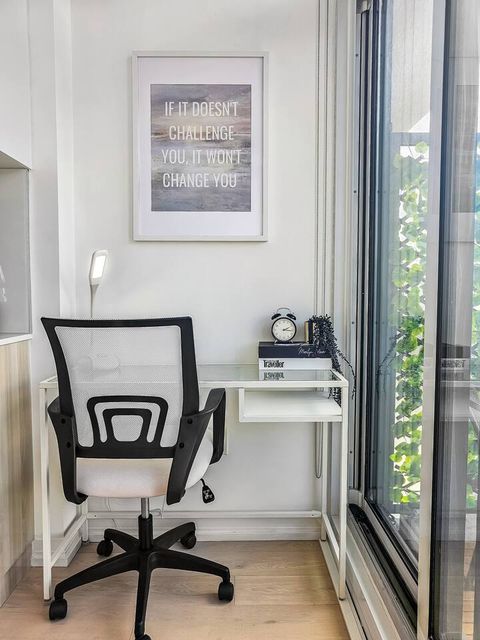 Comfortable desk and chair, ideal for remote work