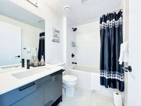 Comfortable bathroom with a clean, contemporary feel.