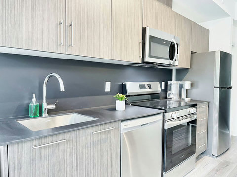 Prepare meals with ease in this well-stocked kitchen