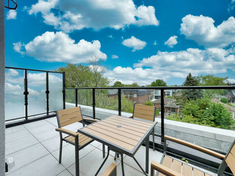 Enjoy roof top drink time.