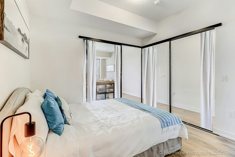 “Modern, clean bedroom with hotel-style comfort”