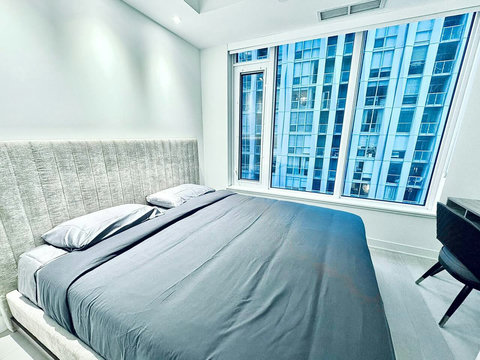 Peaceful bedroom designed for a restful night’s sleep.