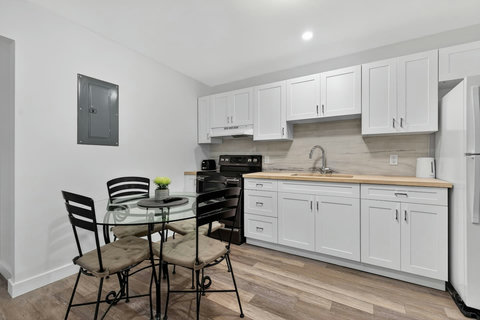 Simple, tidy kitchen offering comfort and practicality for guests