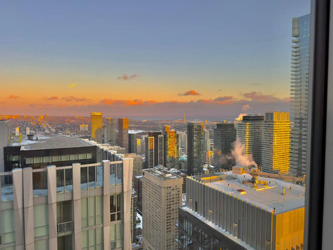 Outdoor view overlooking the vibrant business district.”