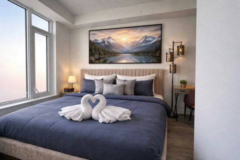 Comfortable bedroom with a calm atmosphere.