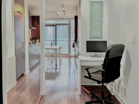 Work-From-Home Friendly – Dedicated Desk + External Monitor - 
Stay productive with a quiet workspace featuring an external monitor and lightning-fast internet. Ideal for remote workers and digital nomads.