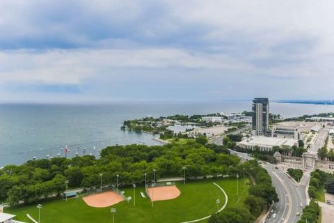 "The view of the lake and sunset was beautiful."