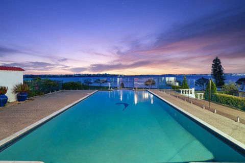 The pool on a beautiful twilight evening.