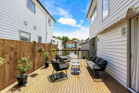 The patio has excellent outdoor seating, perfect for evening drinks or an early morning coffee.