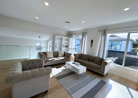 There is plenty of natural light in the living spaces.