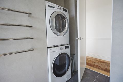 The front-loading washing machine and dryer. With complimentary washing powder.