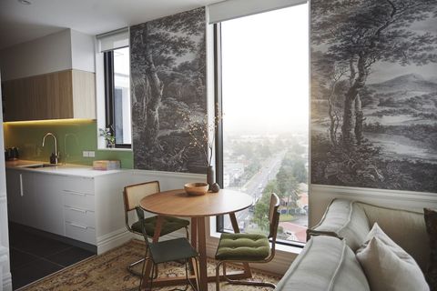 The dining table is located by the window making it the perfect spot to sit and watch the world go by.