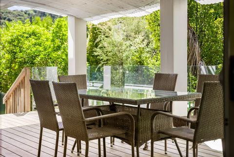 Plenty of room out here to eat in the cool shade of spring and summer.