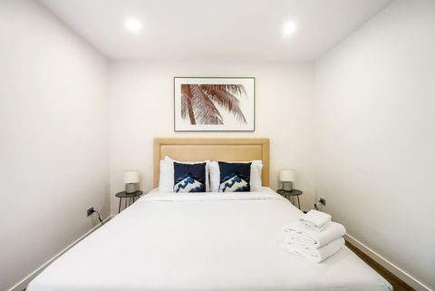 The bedroom furnishings are soft and muted to allow for a good nights sleep.