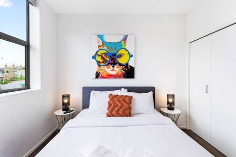 A relaxed quiet light bright bedroom.