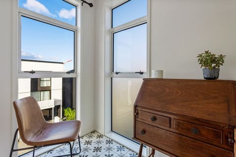 This modern antique furniture adds a patina of history to this brand new space.