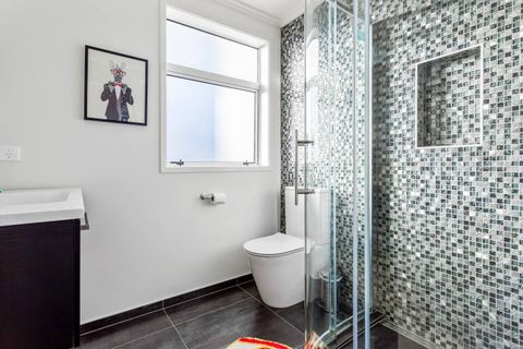 One of the two bathrooms in this home.