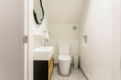 The half bathroom also known as a powder room or cloak room, are euphemisms for a toilet with a sink.