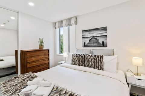 The mirrored wardrobe and chest of drawers provide excellent storage.