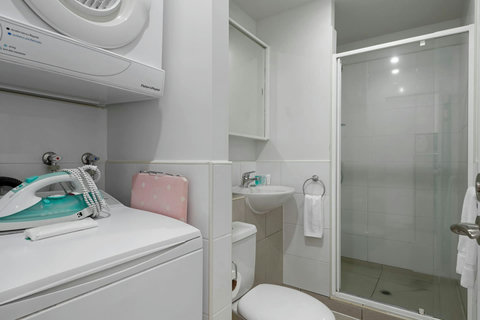 The laundry is conveniently located in the bathroom and has a washer and dryer. We provide complimentary washing powder for you to use.