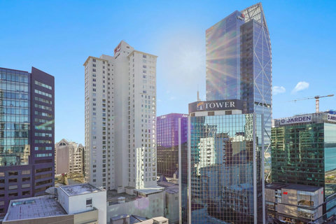 Wonderful view of Downtown Auckland from the patio.