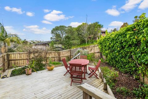 The outdoor deck is the perfect place to relax in the sun and enjoy a coffee.