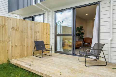 Outdoor seating on deck area where you can enjoy a cup of coffee.