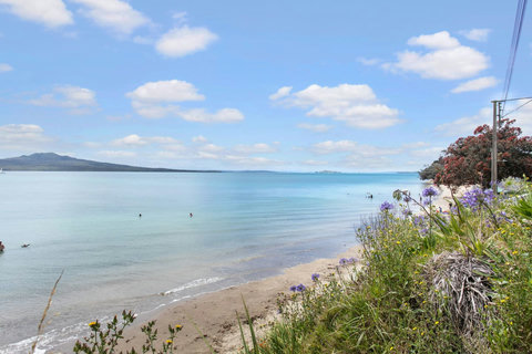 Walk along the beach and enjoy the view of Rangitoto Island.