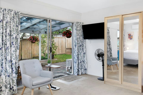 Open the ranch slider for the indoor/outdoor flow and extend the living spaces.