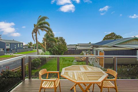 The view from the deck area looking towards the beach at the end of the road.