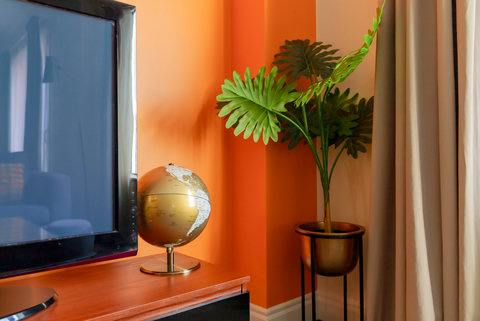 There are some great decorations around the space including this globe.