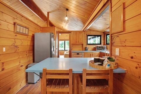 There is casual seating at the Kitchen island bench which is perfect for eating breakfast.