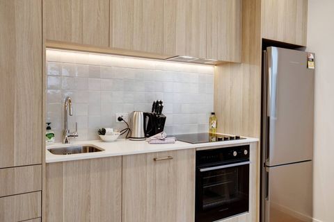 The fully-equipped kitchen has everything you need to create meals.