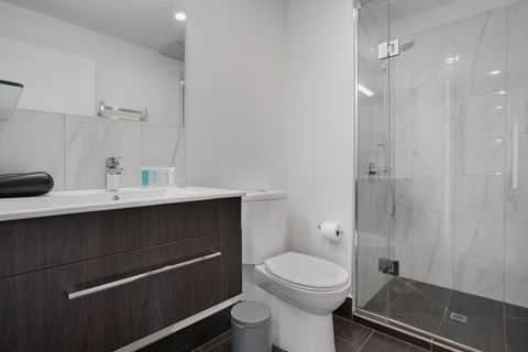 There is plenty of room on the vanity unit for all your personal belongings.