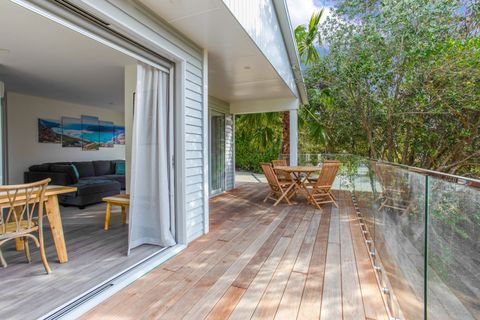 Enjoy the indoor/outdoor flow from the kitchen and living space onto the deck.