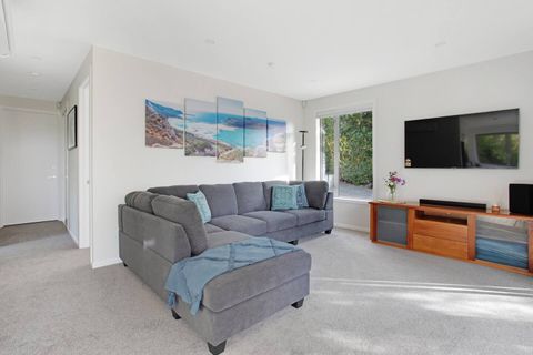 The artwork brings the beach vibe into the living area.