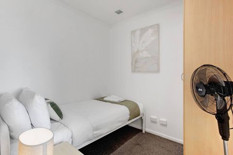 There is plenty of storage in the wardrobe for your personal belongings in this single-bedroom.