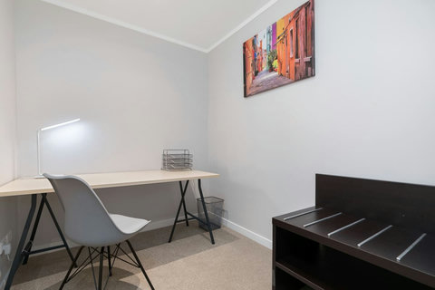 There is a handy desk in case you need to study or work.