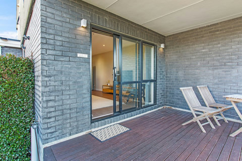 The deck is an extension of the living space inside.