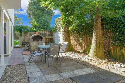 An outside fire pit adds atmosphere to the outside seating area.