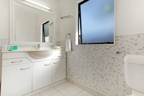 There is plenty of storage on the vanity for all your personal belongings.