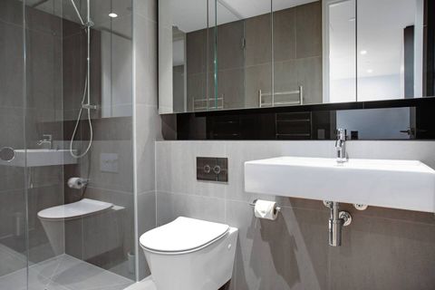 Behind the mirrors, there is plenty of storage if you are staying for a longer time.