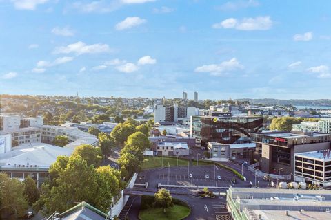 There are views over the city from the apartment balcony.