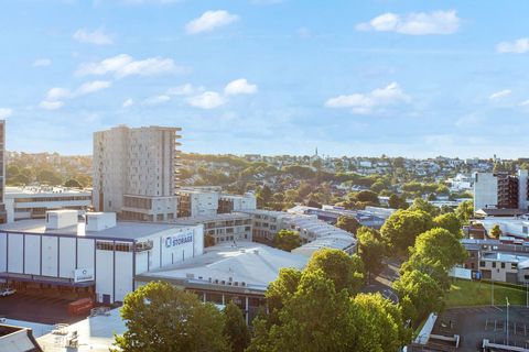 There are views over the city from the apartment balcony.