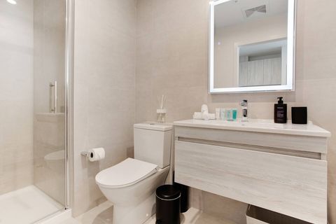 There is plenty of room on the vanity for all your personal belongings.