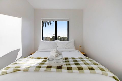 There is a double bed in this bedroom.